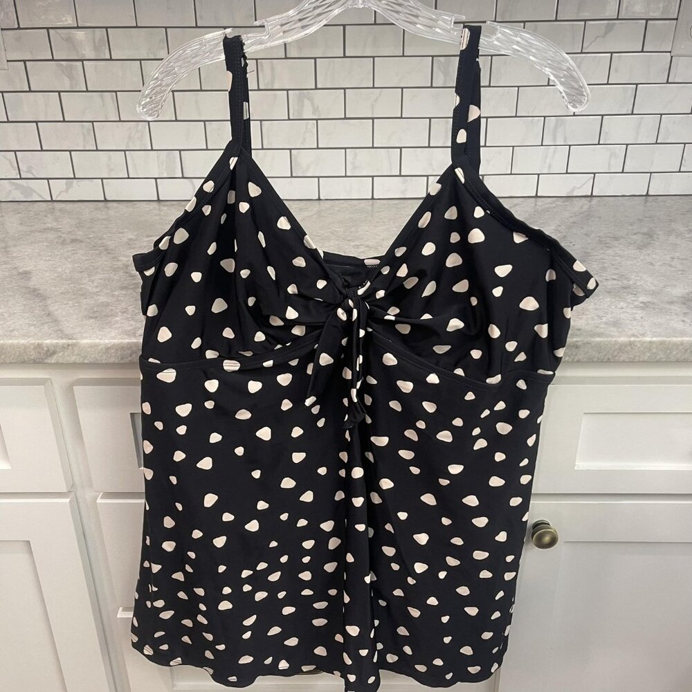 Meetcurve Swimdress Swimsuit Womens 4XL Black Spotted Bow Tank Built In Brief